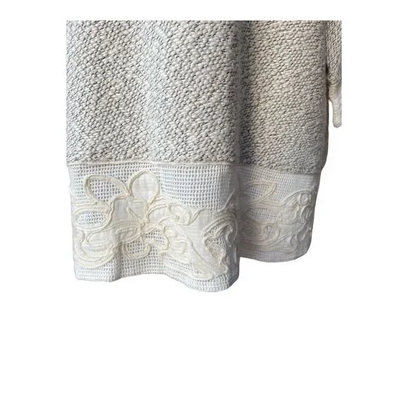 Soft Surroundings Sweater Pullover Size Petites XL White Black Embroidery Accent - Picture 3 of 6